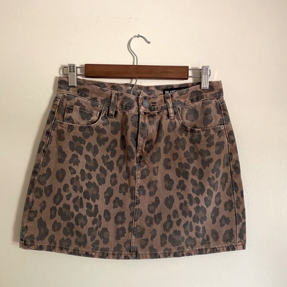 Blank NYC Leopard Denim Mini Skirt Size Small
